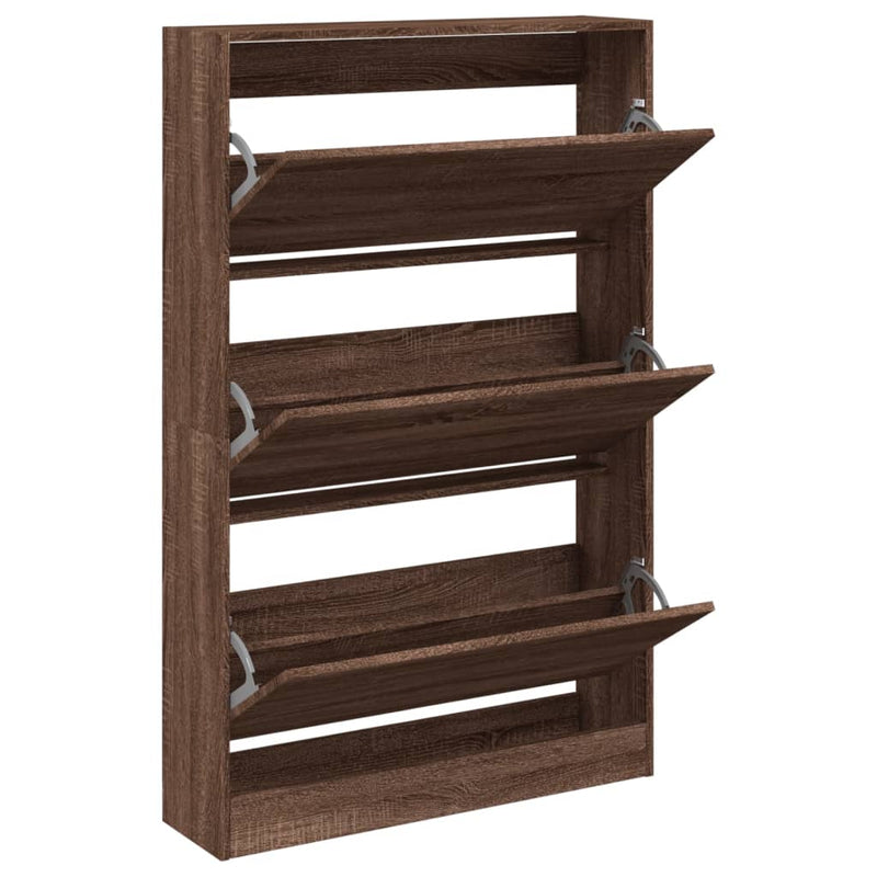 vidaXL barna tölgyszínű szerelt fa cipőszekrény 80 x 21 x 125,5 cm