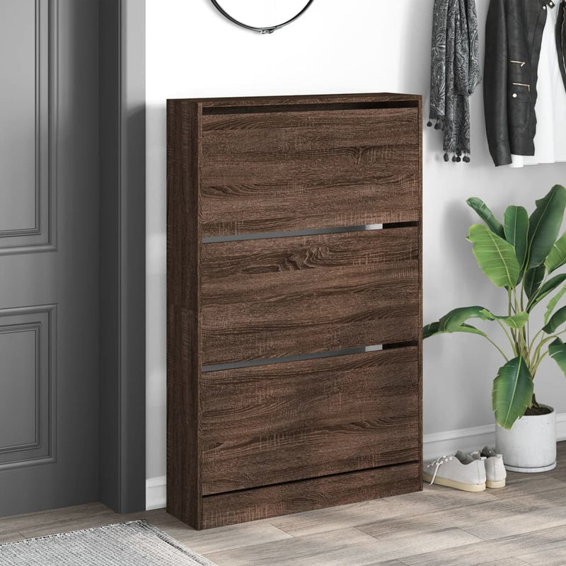 vidaXL barna tölgyszínű szerelt fa cipőszekrény 80 x 21 x 125,5 cm