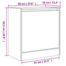 vidaXL fehér szerelt fa cipőszekrény 60 x 34 x 63,5 cm