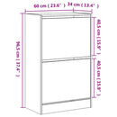 vidaXL sonoma tölgy színű szerelt fa cipőszekrény 60 x 34 x 96,5 cm