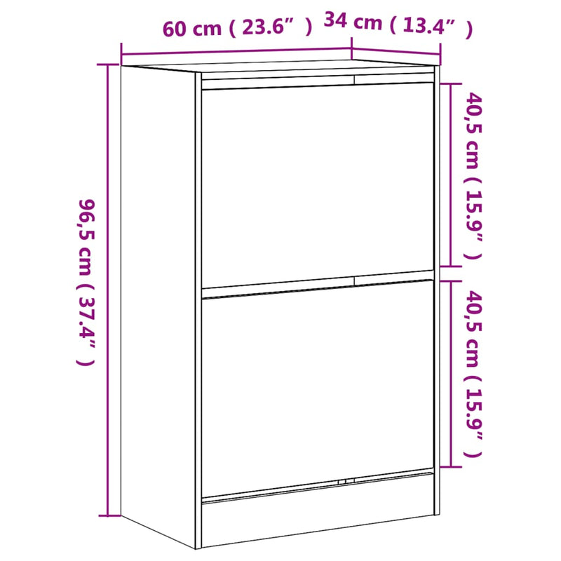 vidaXL barna tölgyszínű szerelt fa cipőszekrény 60 x 34 x 96,5 cm