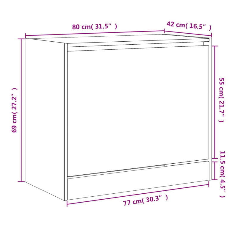 vidaXL füstös tölgy színű szerelt fa cipősszekrény 80 x 42 x 69 cm