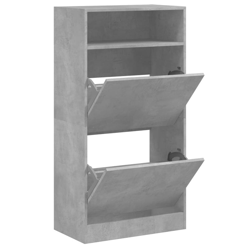 vidaXL betonszürke szerelt fa cipőszekrény 60x34x116 cm