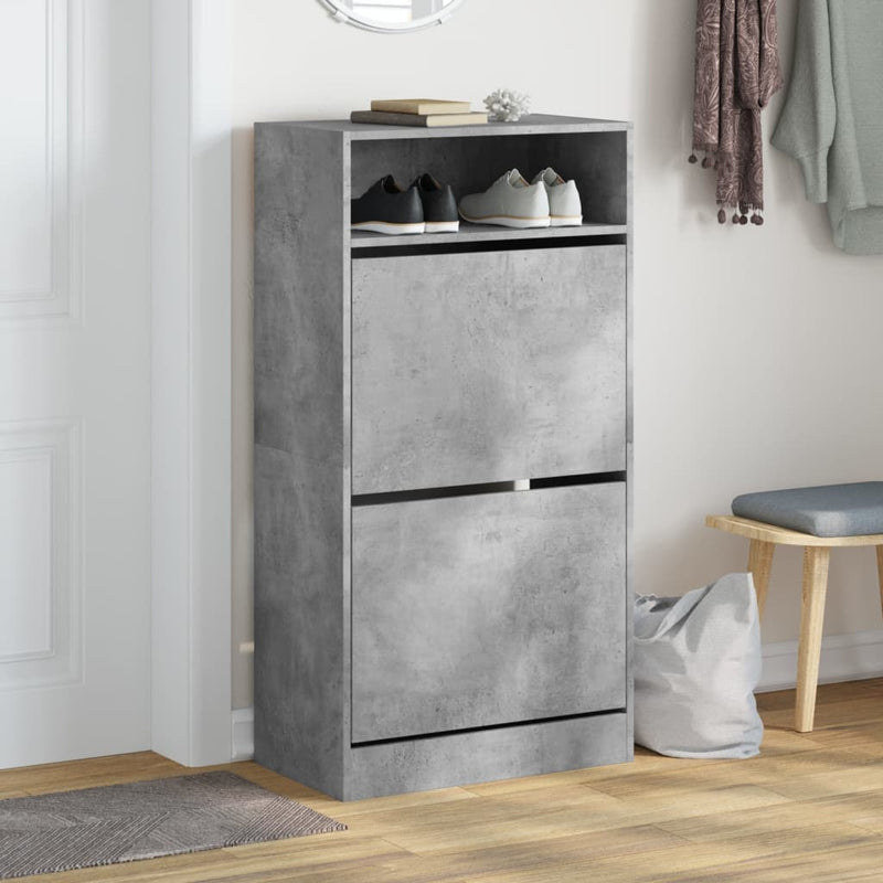 vidaXL betonszürke szerelt fa cipőszekrény 60x34x116 cm