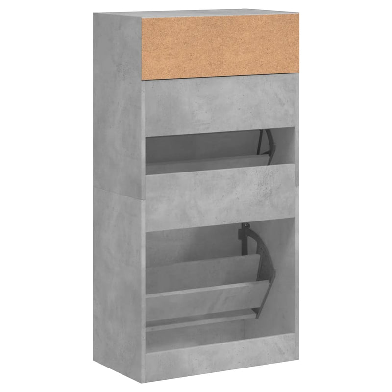 vidaXL betonszürke szerelt fa cipőszekrény 60x34x116 cm