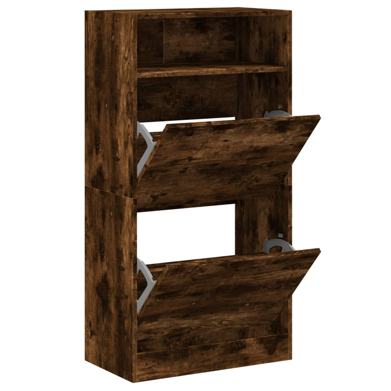 vidaXL füstös tölgy színű szerelt fa cipőszekrény 60x34x116 cm