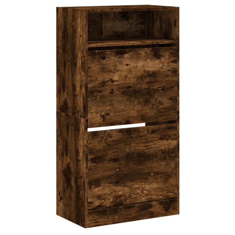 vidaXL füstös tölgy színű szerelt fa cipőszekrény 60x34x116 cm