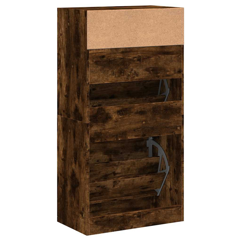 vidaXL füstös tölgy színű szerelt fa cipőszekrény 60x34x116 cm