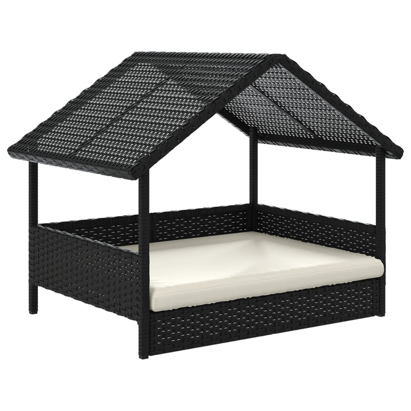 vidaXL polyrattan kutyaház párnával