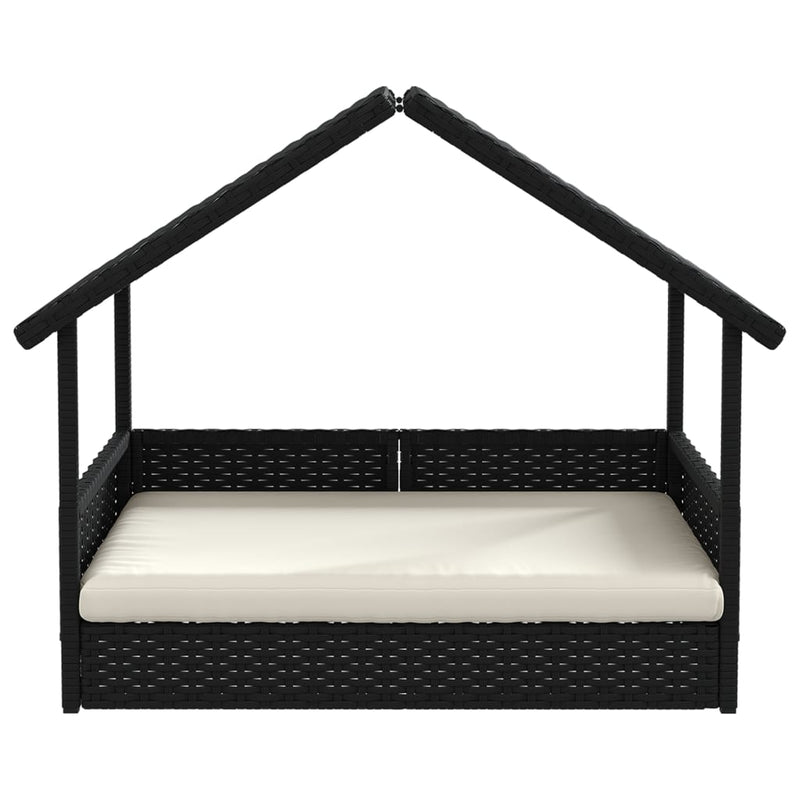 vidaXL polyrattan kutyaház párnával
