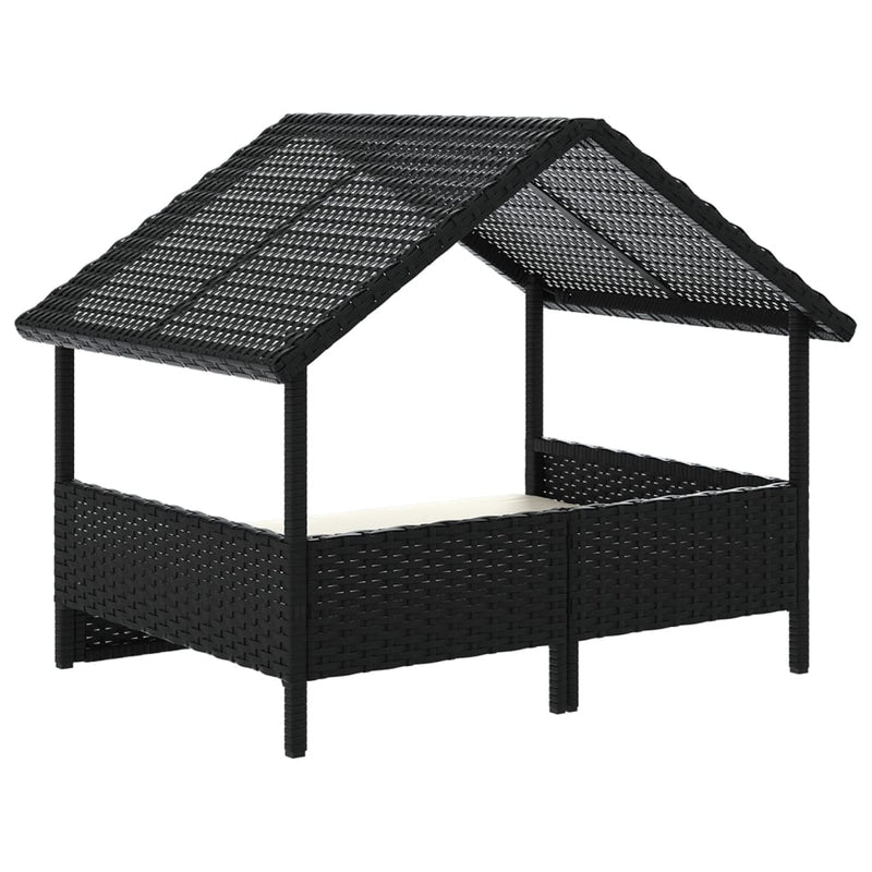 vidaXL polyrattan kutyaház párnával