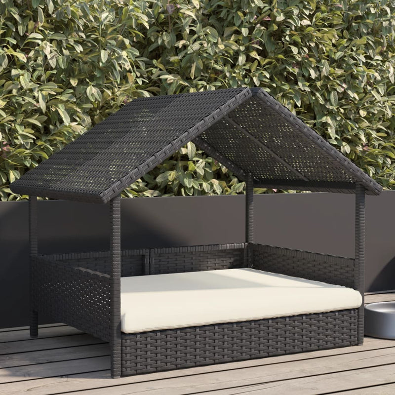 vidaXL polyrattan kutyaház párnával