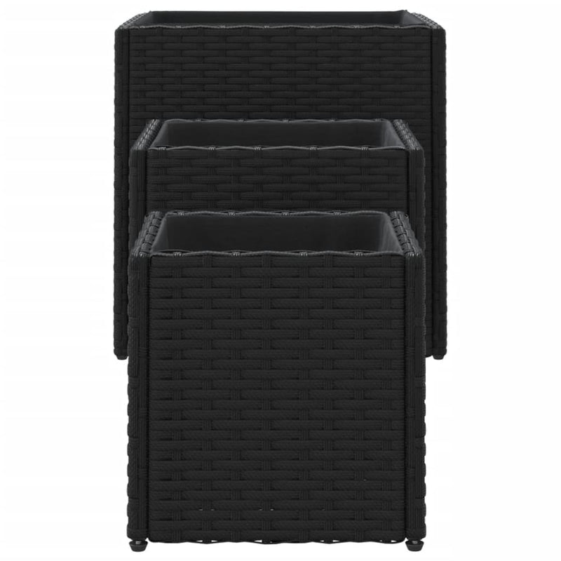 vidaXL 3 db fekete polyrattan kerti ültetőláda