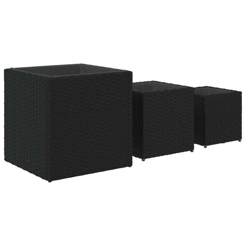vidaXL 3 db fekete polyrattan kerti ültetőláda