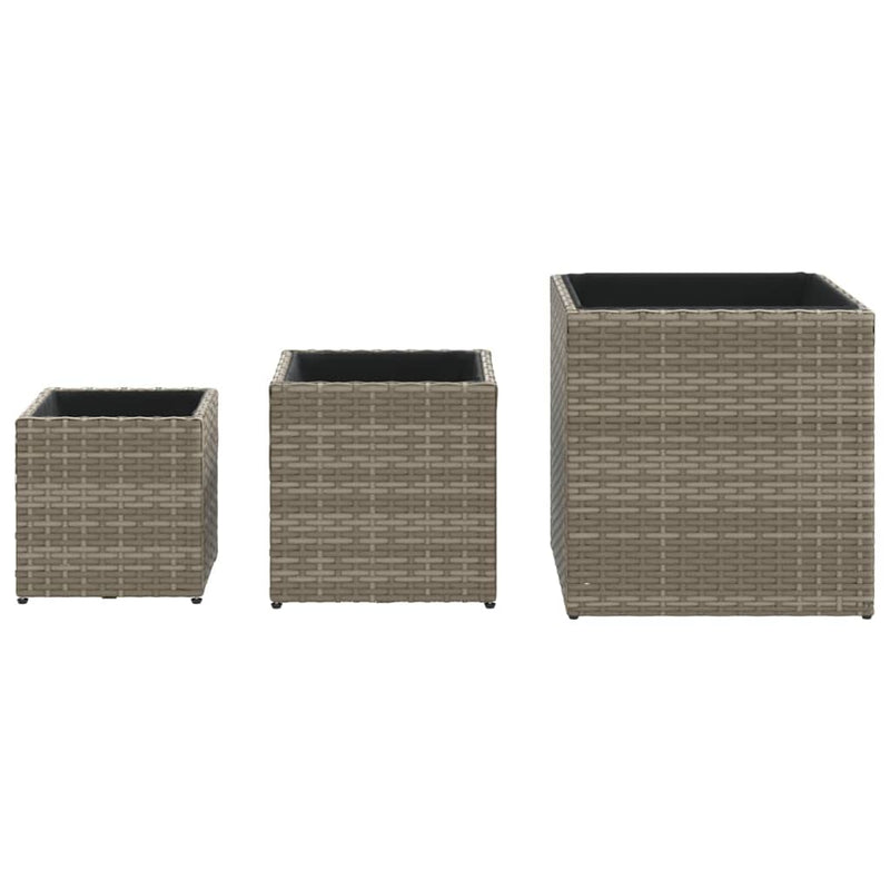 vidaXL 3 db szürke polyrattan kerti ültetőláda