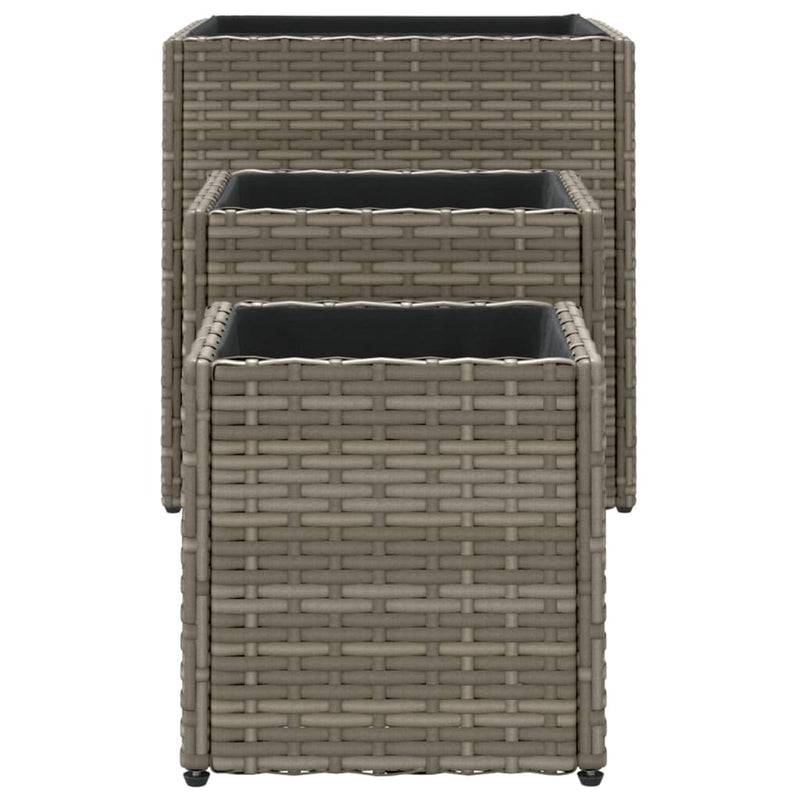 vidaXL 3 db szürke polyrattan kerti ültetőláda