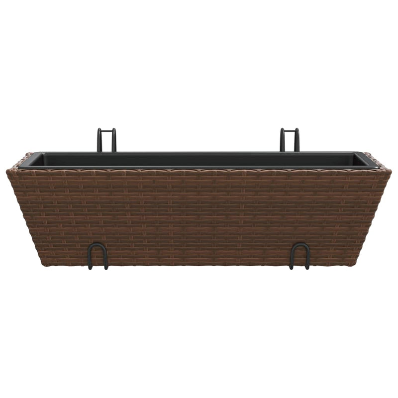 vidaXL 2 db barna polyrattan növénytartó horoggal