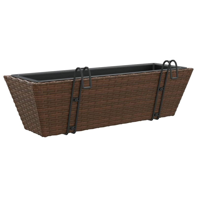 vidaXL 2 db barna polyrattan növénytartó horoggal