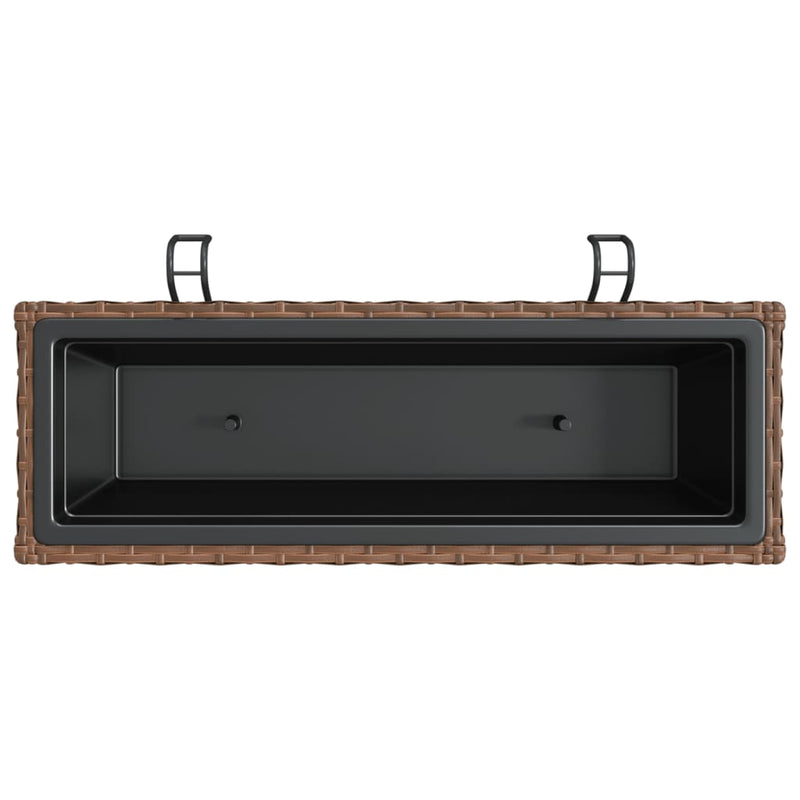 vidaXL 2 db barna polyrattan növénytartó horoggal