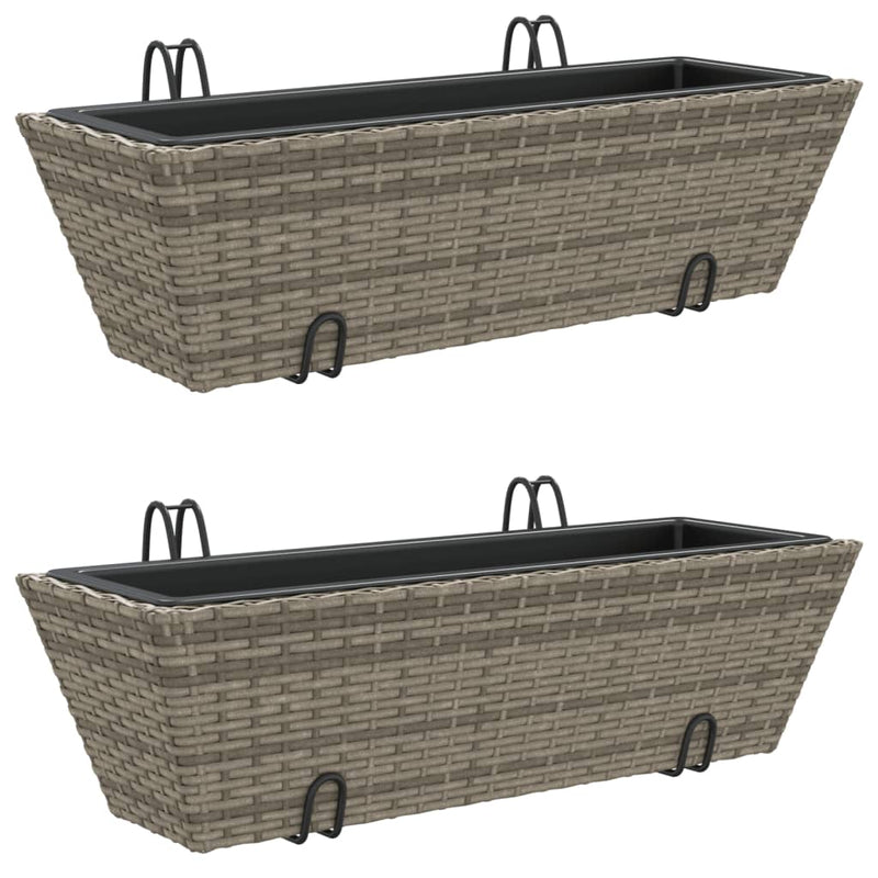 vidaXL 2 db szürke polyrattan növénytartó horoggal