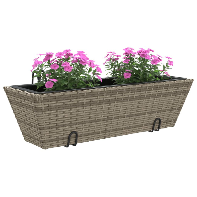 vidaXL 2 db szürke polyrattan növénytartó horoggal