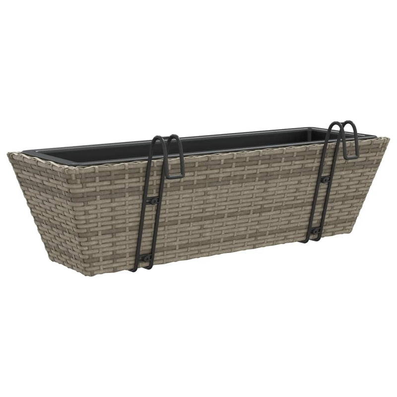 vidaXL 2 db szürke polyrattan növénytartó horoggal