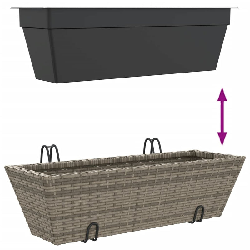 vidaXL 2 db szürke polyrattan növénytartó horoggal
