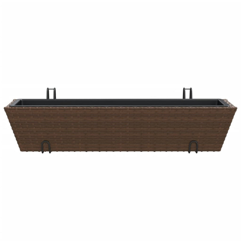 vidaXL 2 db barna polyrattan növénytartó horoggal
