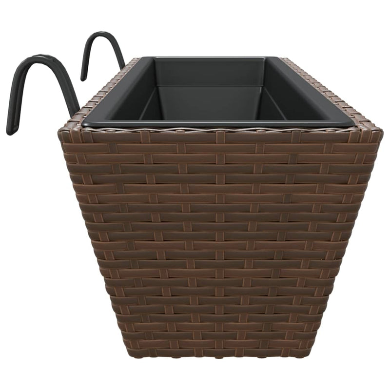 vidaXL 2 db barna polyrattan növénytartó horoggal