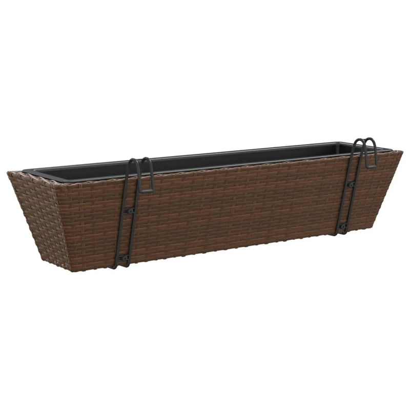 vidaXL 2 db barna polyrattan növénytartó horoggal