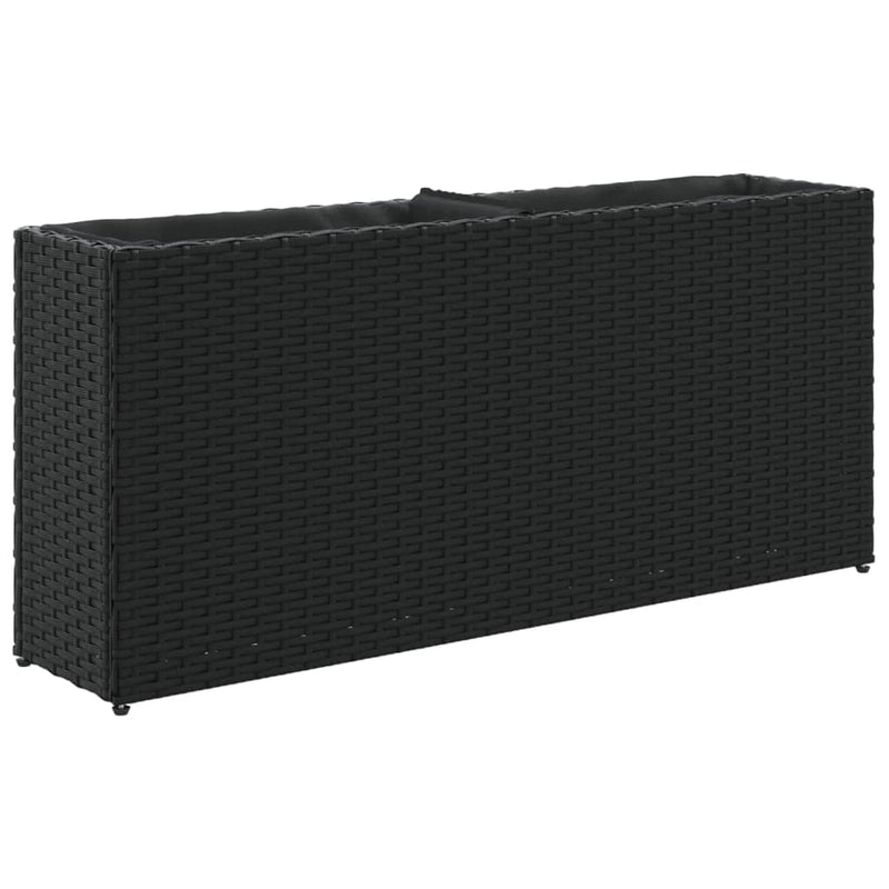 vidaXL fekete polyrattan kerti ültetőláda 2 cseréppel 90x20x40 cm
