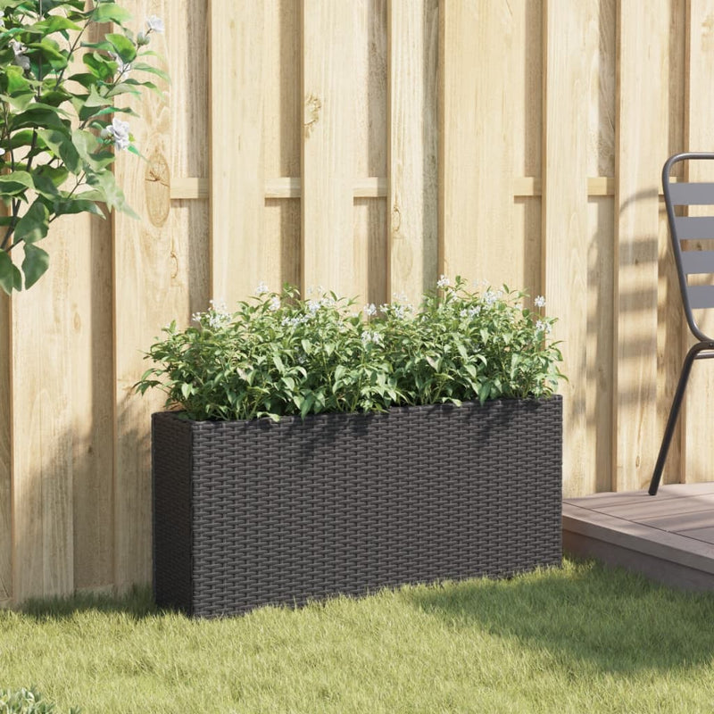 vidaXL fekete polyrattan kerti ültetőláda 2 cseréppel 90x20x40 cm