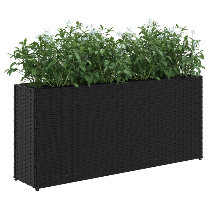 vidaXL fekete polyrattan kerti ültetőláda 2 cseréppel 90x20x40 cm