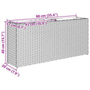 vidaXL barna polyrattan kerti ültetőláda 2 cseréppel 90x20x40 cm