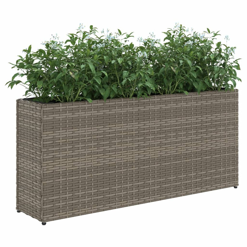 vidaXL szürke polyrattan kerti ültetőláda 2 cseréppel 90x20x40 cm