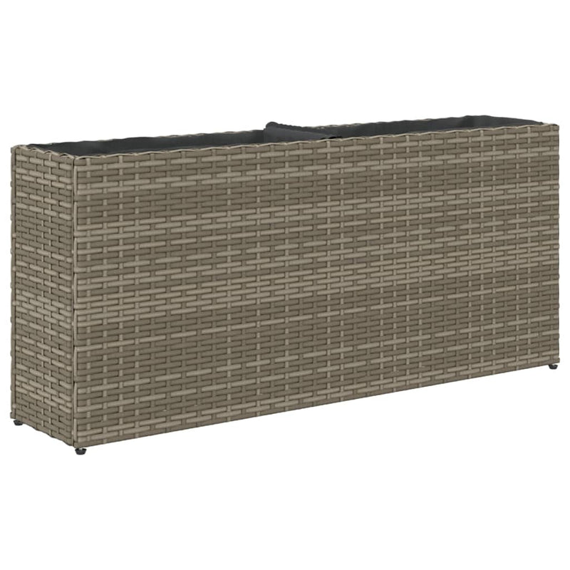 vidaXL szürke polyrattan kerti ültetőláda 2 cseréppel 90x20x40 cm