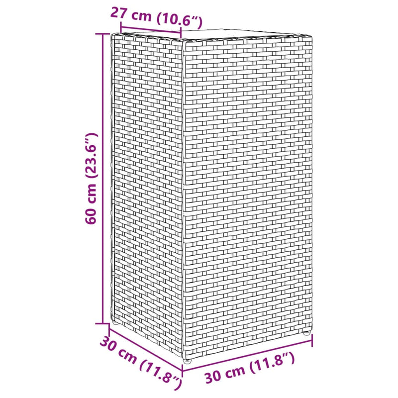 vidaXL fekete polyrattan kerti ültetőláda 30x30x60 cm