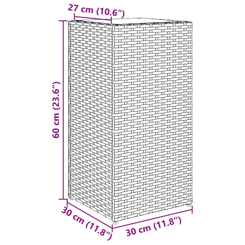 vidaXL barna polyrattan kerti ültetőláda 30x30x60 cm