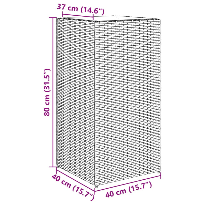 vidaXL fekete polyrattan kerti ültetőláda 40x40x80 cm