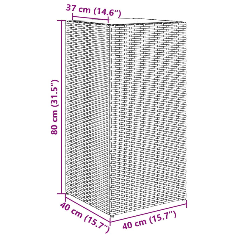 vidaXL barna polyrattan kerti ültetőláda 40x40x80 cm