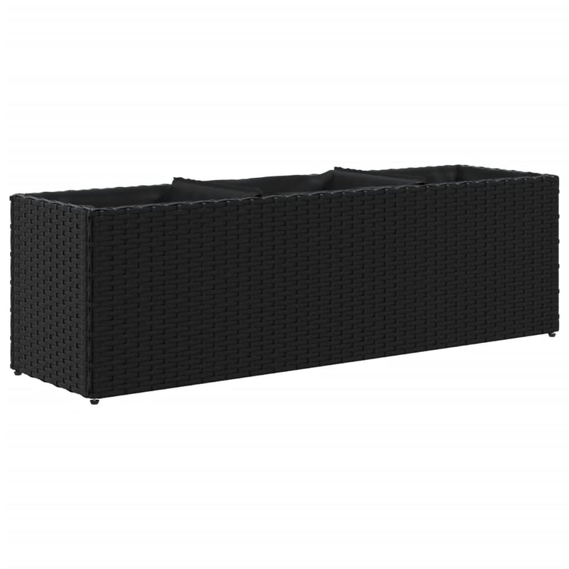 vidaXL fekete polyrattan kerti ültetőláda 3 cseréppel 105x30x32 cm