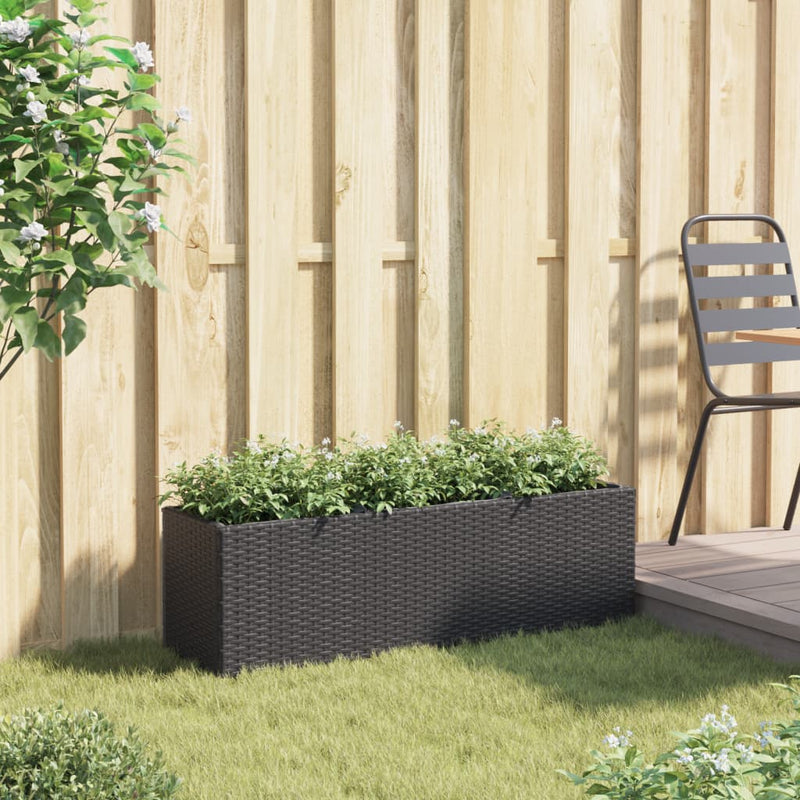 vidaXL fekete polyrattan kerti ültetőláda 3 cseréppel 105x30x32 cm