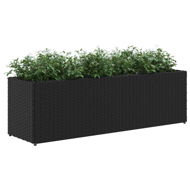 vidaXL fekete polyrattan kerti ültetőláda 3 cseréppel 105x30x32 cm
