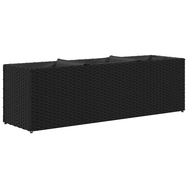 vidaXL fekete polyrattan kerti ültetőláda 3 cseréppel 105x30x32 cm