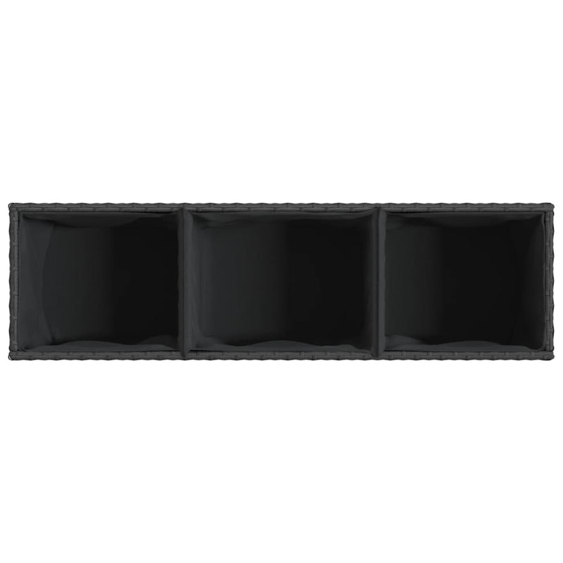 vidaXL fekete polyrattan kerti ültetőláda 3 cseréppel 105x30x32 cm