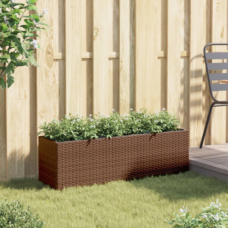 vidaXL barna polyrattan kerti ültetőláda 3 cseréppel 105x30x32 cm