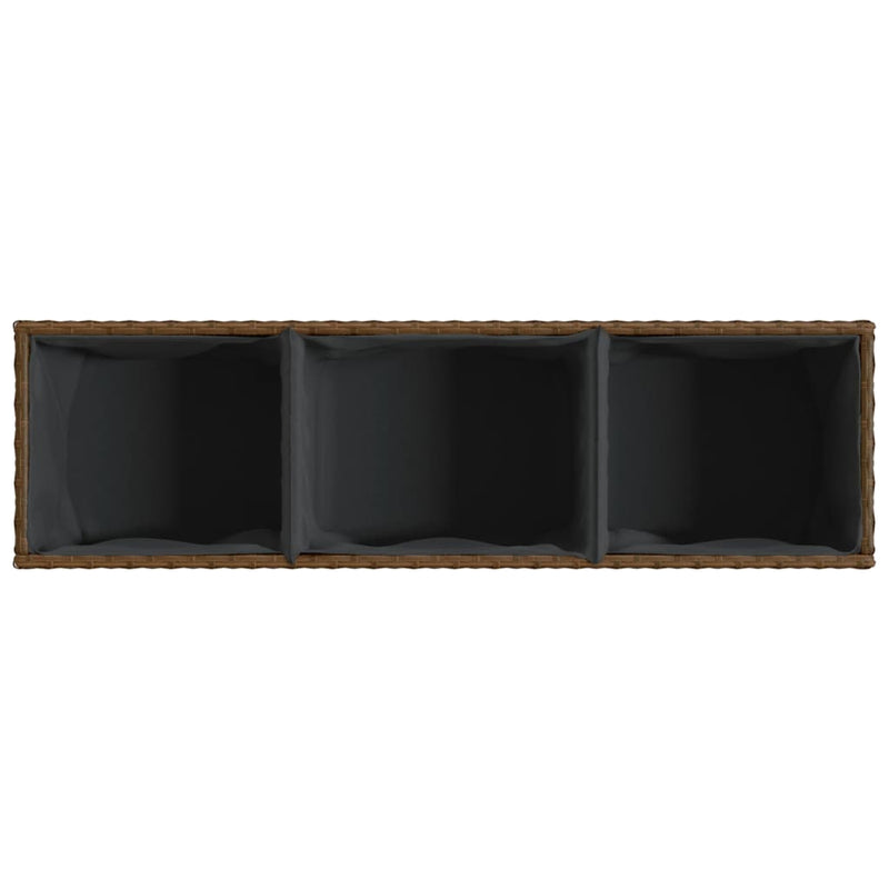 vidaXL barna polyrattan kerti ültetőláda 3 cseréppel 105x30x32 cm