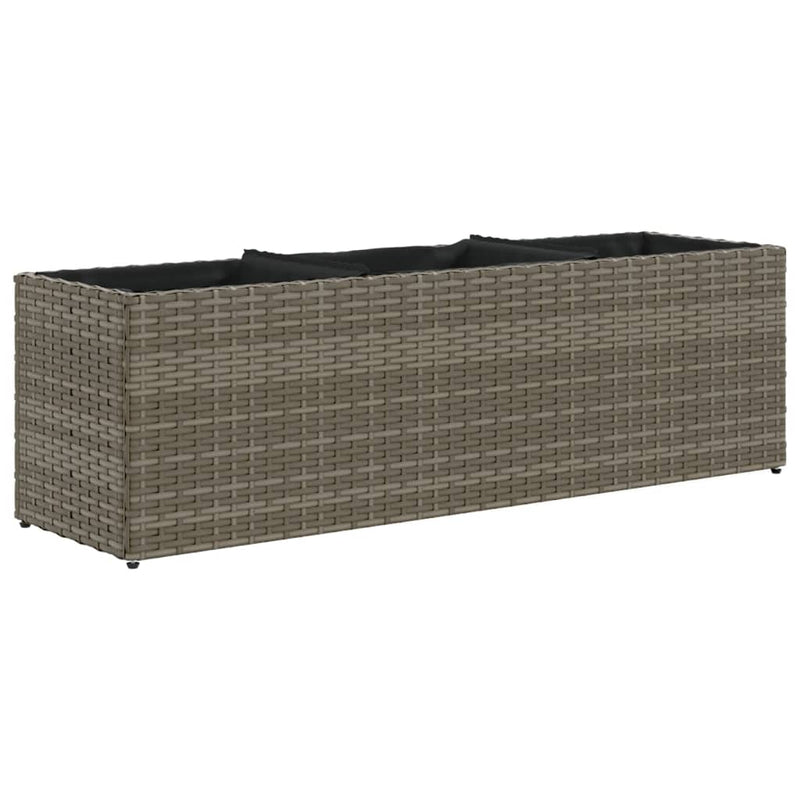 vidaXL szürke polyrattan kerti ültetőláda 3 cseréppel 105x30x32 cm