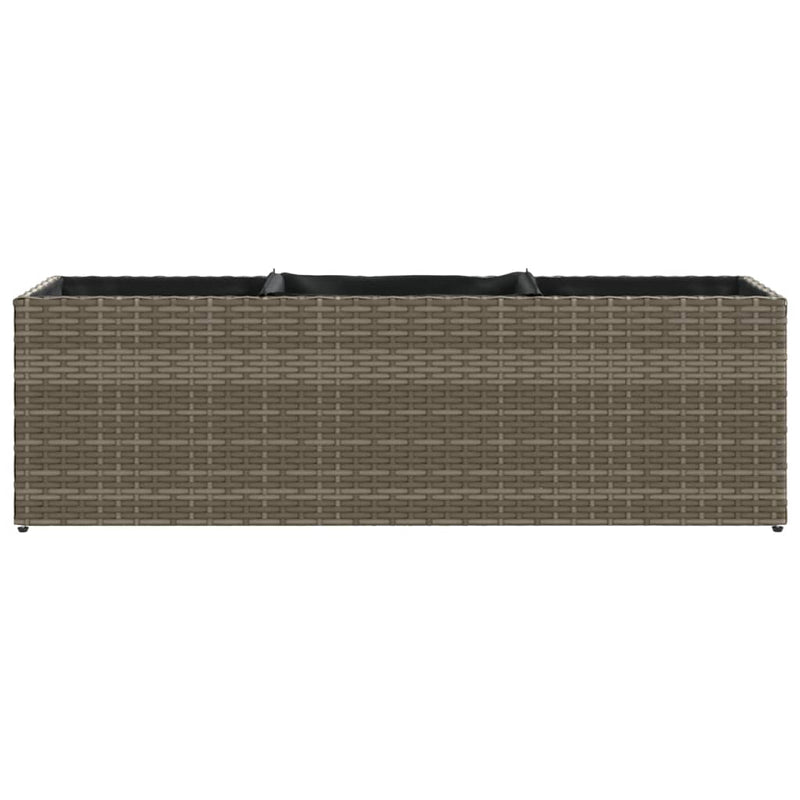 vidaXL szürke polyrattan kerti ültetőláda 3 cseréppel 105x30x32 cm