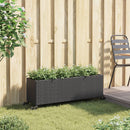 vidaXL fekete polyrattan növénytartó kerékkel/3 cseréppel 107x32x38 cm